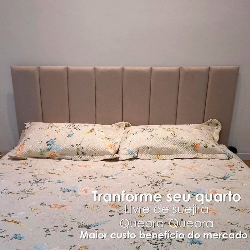 Cabeceira De Cama Adesiva Modulada Estofada Para Cama De Solteiro Casal 1 Peça
