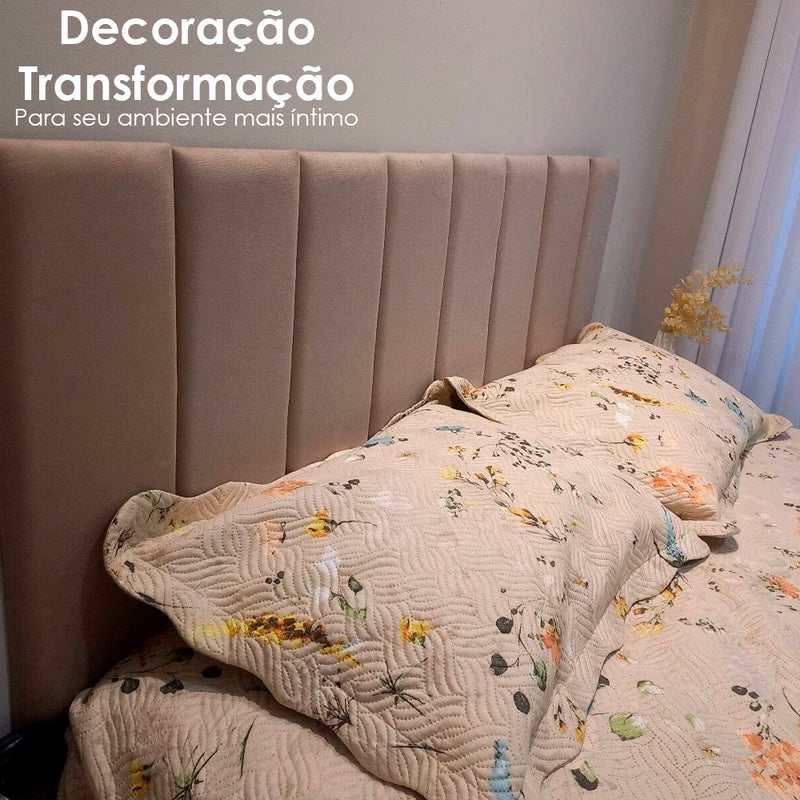 Cabeceira De Cama Adesiva Modulada Estofada Para Cama De Solteiro Casal 1 Peça