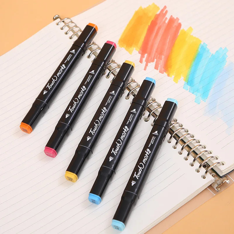 Canetas Marcadoras Coloridas à Base de Óleo Ponta Dupla • Pincel Tipo Manga