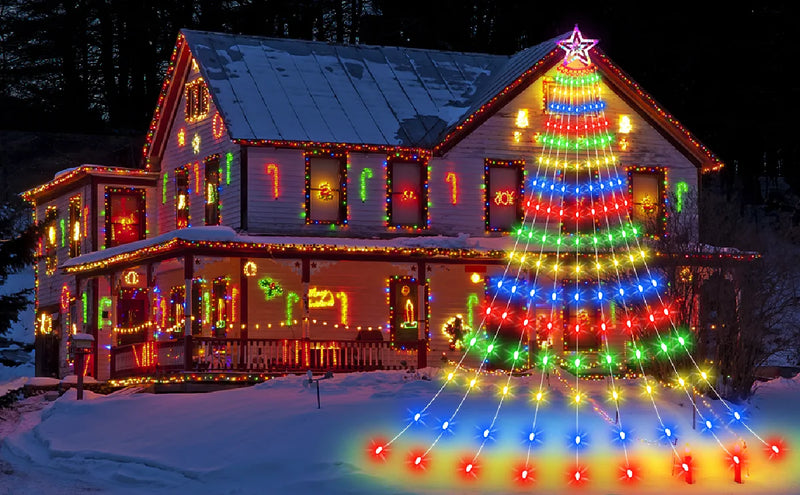 Luzes em Cascata de Estrela de Cinco Pontas