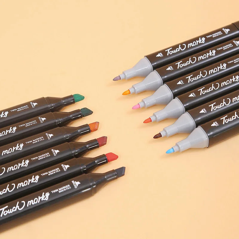 Canetas Marcadoras Coloridas à Base de Óleo Ponta Dupla • Pincel Tipo Manga