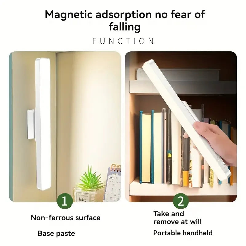 Luminária de Leitura LED Magnética com 3 Cores Ajustáveis Carregamento USB • Design Branco Moderno Ideal para Mesas de Escritório e Guarda-roupas