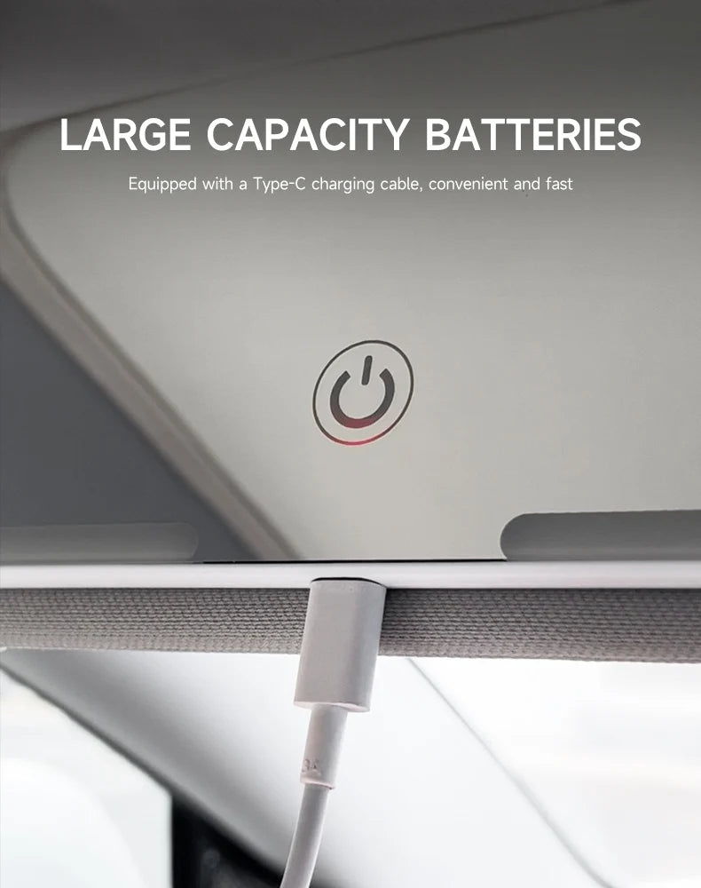 Espelho Interno para Carro com Iluminação LED — Espelho de Maquiagem HD para Para-sol