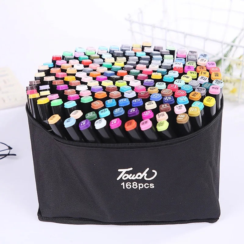 Canetas Marcadoras Coloridas à Base de Óleo Ponta Dupla • Pincel Tipo Manga