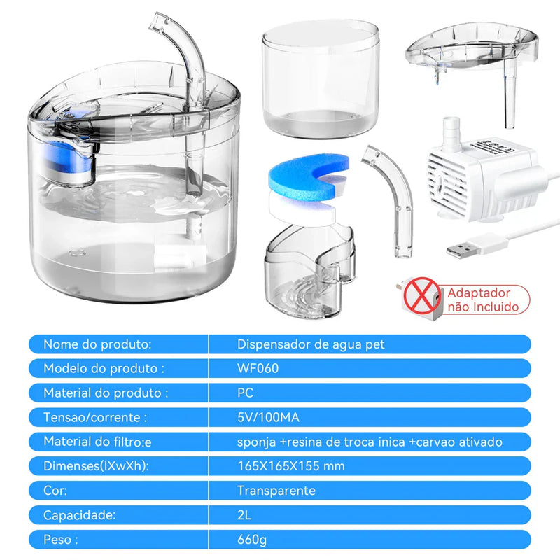 Fonte de Água Automática para Gatos - FreshWater