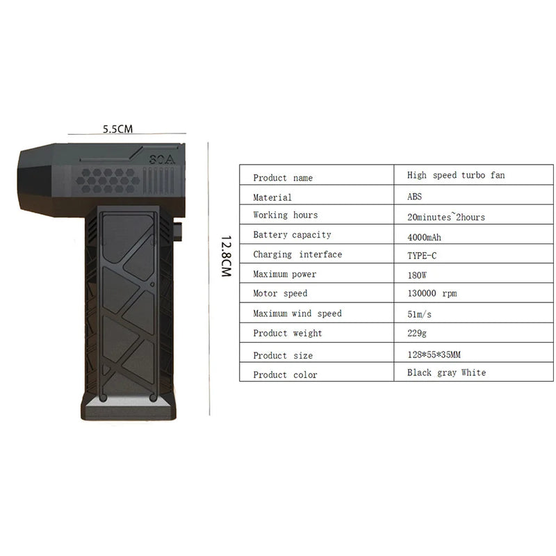 Aspirador e Soprador para Computador/Teclado/Casa/Automóvel 13000RPM