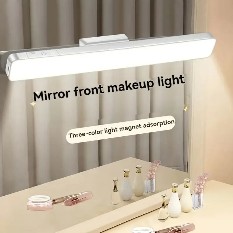 Luminária de Leitura LED Magnética com 3 Cores Ajustáveis Carregamento USB • Design Branco Moderno Ideal para Mesas de Escritório e Guarda-roupas